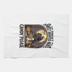 Vintage Halloween Shirt Candy Night Haunted House_ Kitchen Towel