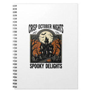 Vintage Halloween Shirt With Haunted October Night Notebook