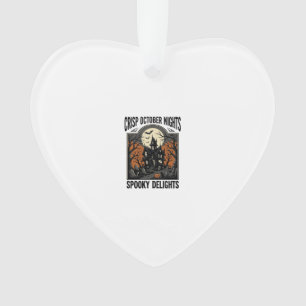 Vintage Halloween Shirt With Haunted October Night Ornament
