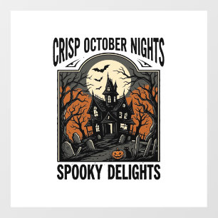 Vintage Halloween Shirt With Haunted October Night Window Cling