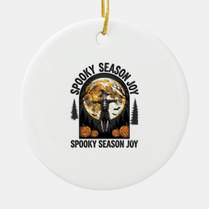 Vintage Halloween Shirt with Scarecrow Moon Art_1 Ceramic Ornament