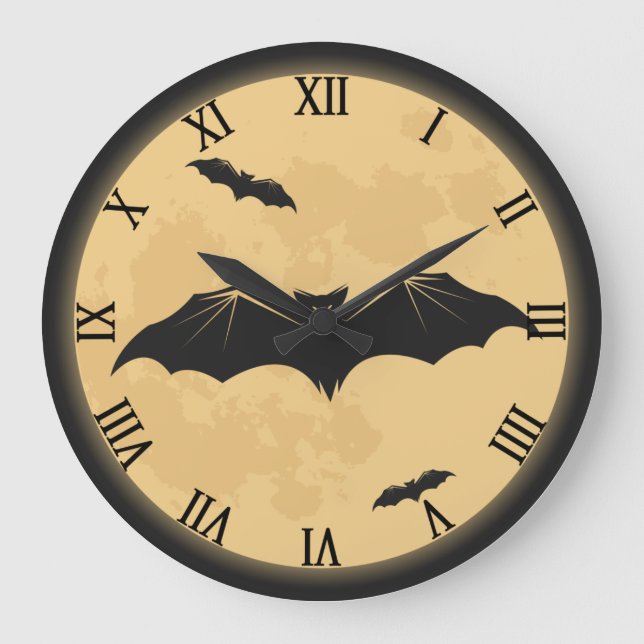 Vintage Halloween Silhouette Design Large Clock (Front)