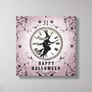 Vintage Halloween silhouette stretched canvas Print