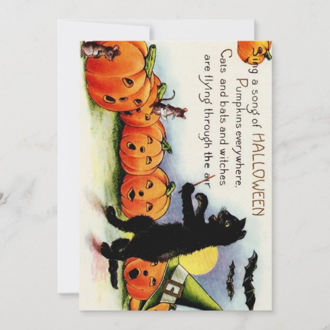 Vintage Halloween Singing Pumpkin Invitation Card (Front)