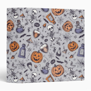 Vintage Halloween Skeleton and Potions Pattern Binder