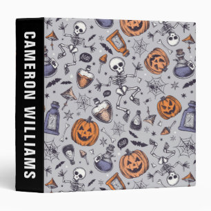 Vintage Halloween Skeleton and Potions Pattern Binder