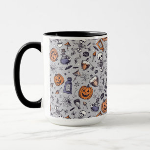 Vintage Halloween Skeleton and Potions Pattern Mug