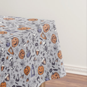 Vintage Halloween Skeleton and Potions Pattern Tablecloth