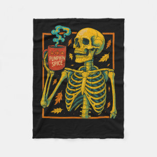 Vintage Halloween Skeleton Pumpkin Sce Latte Syrup Fleece Blanket