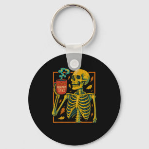 Vintage Halloween Skeleton Pumpkin Sce Latte Syrup Keychain