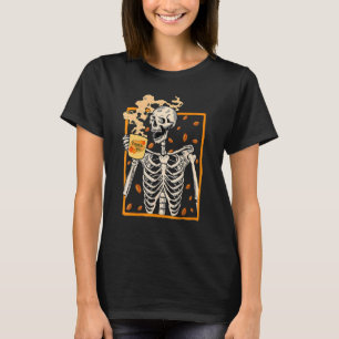 Vintage Halloween Skeleton Pumpkin Spice Latte Syr T-Shirt