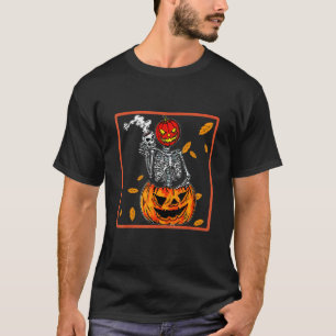 Vintage Halloween Skeleton Pumpkin Spice Latte Syr T-Shirt