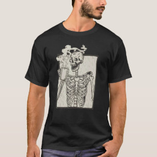 Vintage Halloween Skeleton Pumpkin Spice Latte Syr T-Shirt
