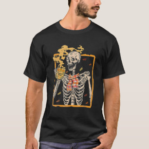 Vintage Halloween Skeleton Pumpkin Spice Latte T-Shirt
