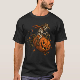 Vintage Halloween Skeleton Pumpkin T-Shirt