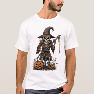 Vintage Halloween Skeleton Scarecrow Pumpkin Shirt
