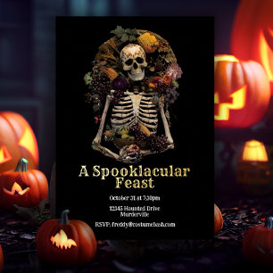 Vintage Halloween Skeleton Spooky Dinner Party 