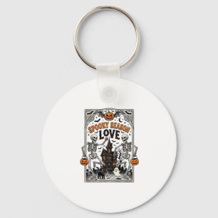 Vintage Halloween Skeleton Spooky Season Love Shir Keychain