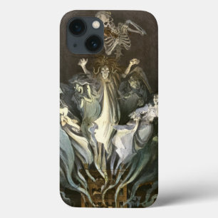 Vintage Halloween, Skeleton Violinist and Ghosts iPhone 13 Case
