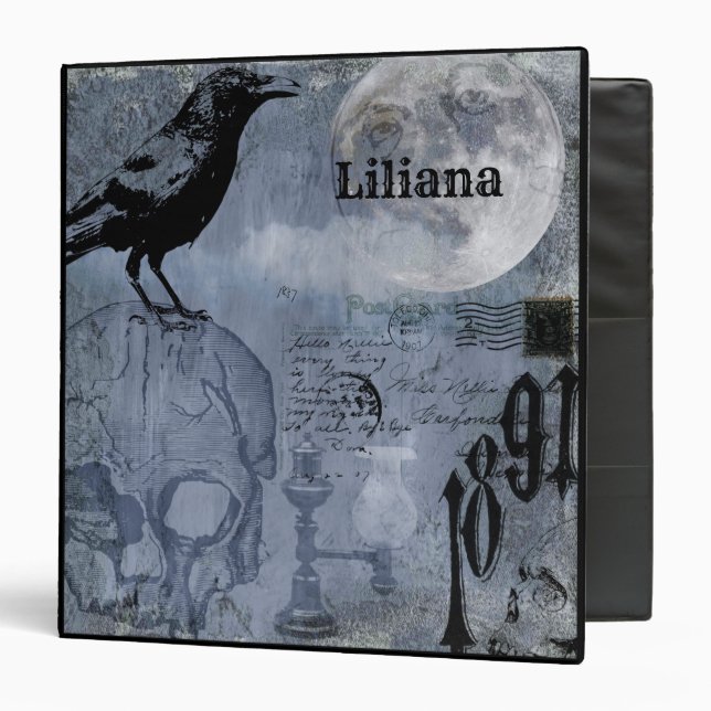 Vintage Halloween Skull and Crow Customize Binder (Front/Inside)