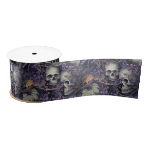 Vintage Halloween Skull Satin Ribbon