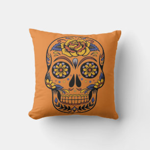 Vintage Halloween Skull Throw Pillow