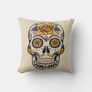 Vintage Halloween Skull Throw Pillow