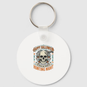 Vintage Halloween Skull Trick or Treat Shirt Desig Keychain