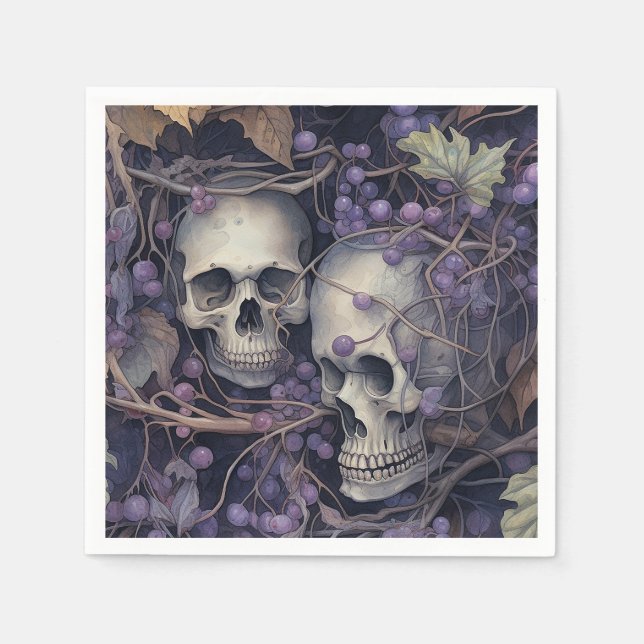 Vintage Halloween Skulls Napkin (Front)