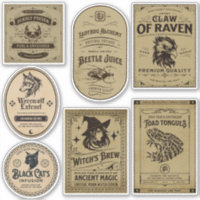 Vintage Halloween sorcière potion Étiquette Magie