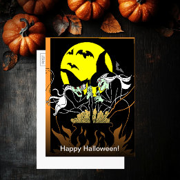 Vintage Halloween sorcières Cauldron Grande carte 