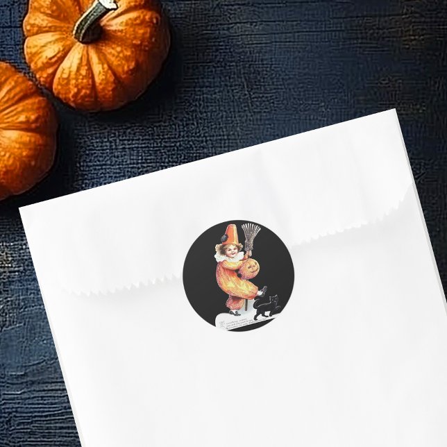 Vintage Halloween Sparkling Costume Party Classic Round Sticker (Vintage Halloween Sparkling Costume Party Classic Round Sticker)