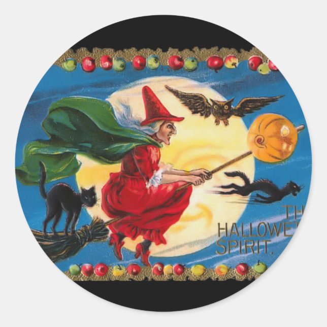 Vintage Halloween Spirit Witch Sticker (Front)