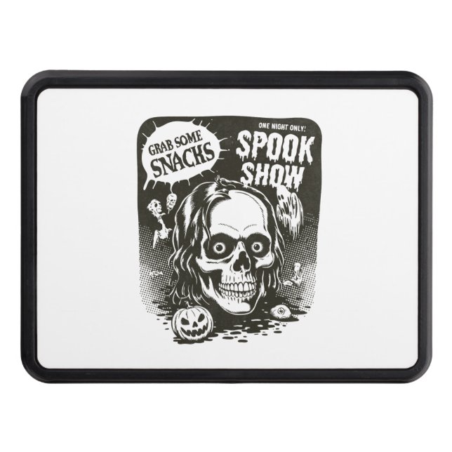 Vintage Halloween Spook Show Trailer Hitch Cover (Front)