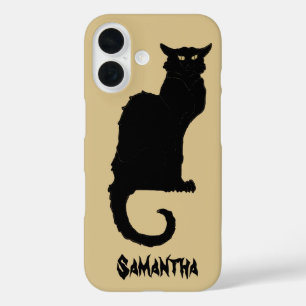 Vintage Halloween, Spooky Art Nouveau Black Cat iPhone 16 Case