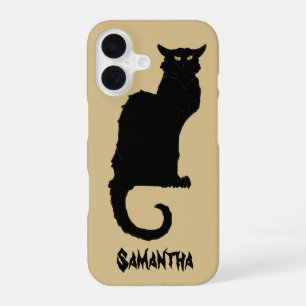 Vintage Halloween, Spooky Art Nouveau Black Cat iPhone 16 Case