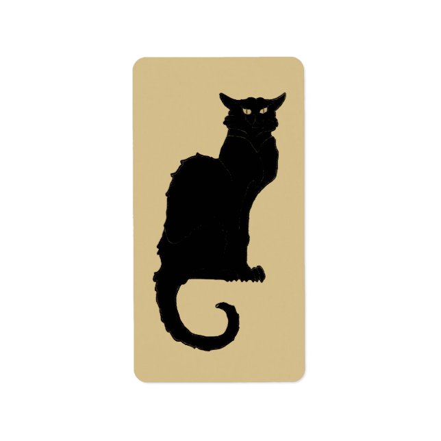 Vintage Halloween, Spooky Art Nouveau Black Cat Label (Front)