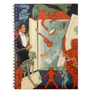 Vintage Halloween, Spooky Magic Act with Magician Notebook
