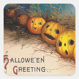 Vintage Halloween spooky pumpkins Holiday sticker