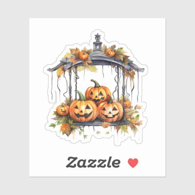 Vintage Halloween Sticker Three Happy Pumpkins (Sheet)