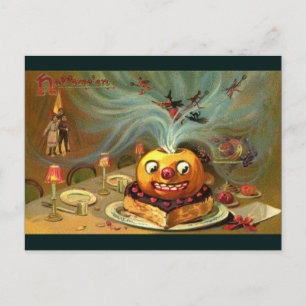 Vintage Halloween Table Postcard
