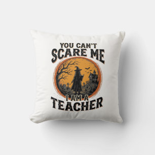 Vintage Halloween Teacher Scary School Shirt Desig Throw Pillow