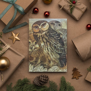 Vintage Halloween Three Owls Card