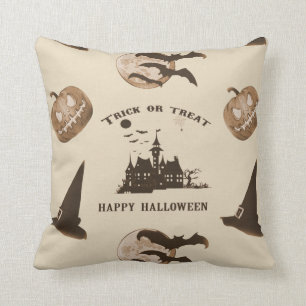 Vintage Halloween Throw Pillow