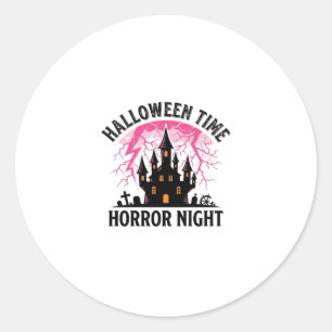 Vintage Halloween Time Horror Night Haunted Castle Classic Round Sticker