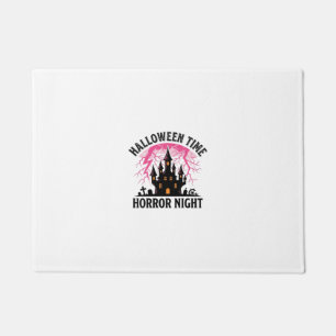 Vintage Halloween Time Horror Night Haunted Castle Doormat