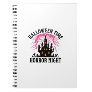 Vintage Halloween Time Horror Night Haunted Castle Notebook
