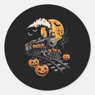 Vintage Halloween Train Jack O Lantern Pumpkin Men Classic Round Sticker