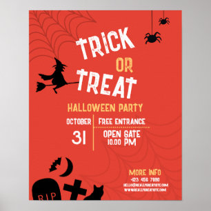 Vintage Halloween Trick Or Treat Halloween Party Poster