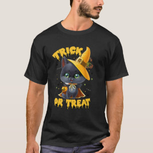Vintage Halloween Trick Or Treat Kitten Cat  Candy T-Shirt